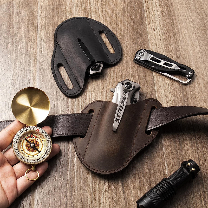 Edc Carry Holster - Casing Kulit Asli untuk Tempat Pisau